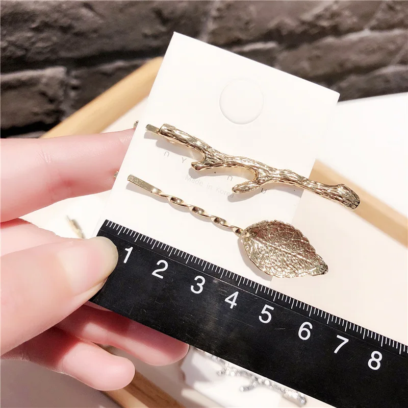 Women Korean style Hairpins Girls alloy leaf Branch Hair Clip Side clamp Barrette Accessories 2019 New 2pcs 1pair | Аксессуары для