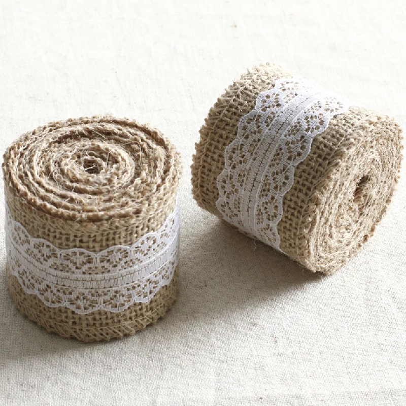 5cm Wide x 2m/Roll Linen Lace with Natural Burlap Ribbon Rustic Wedding Decor Christmas Gift Linen Wrapping
5cm Wide x 2m/Roll Linen Lace with Natural Burlap Ribbon Rustic Wedding Decor Christmas Gift Linen Wrapping