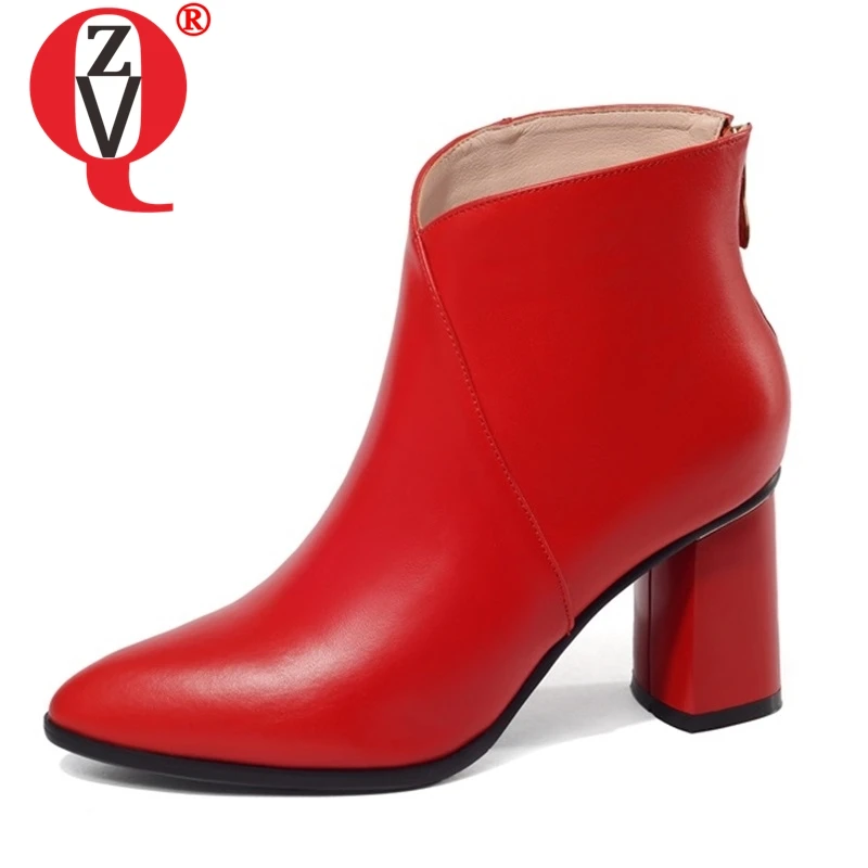 ZVQ High Quality Genuine Leather Woman High Heel Shoes 2019 Fashion Zipper Pointed Toe Footwear Ladies Office Wedding Booties
ZVQ High Quality Genuine Leather Woman High Heel Shoes 2019 Fashion Zipper Pointed Toe Footwear Ladies Office Wedding Booties