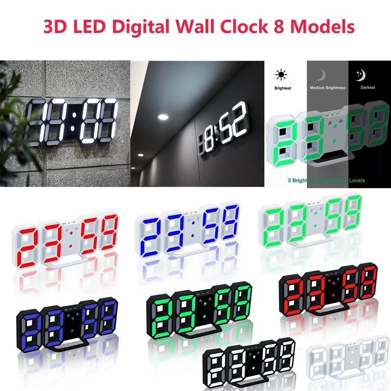 Hot 3D LED Wall Clock Modern Digital Table Desktop Alarm Clock Nightlight Saat Wall Clock Home Living Room Office 24 or 12 Hour
Hot 3D LED Wall Clock Modern Digital Table Desktop Alarm Clock Nightlight Saat Wall Clock Home Living Room Office 24 or 12 Hour