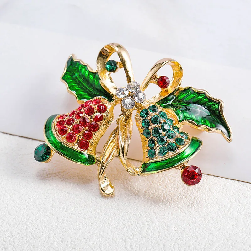 Christmas Gift Jewelry Bell Brooch Rhinestone Enamel Leaf Flower Jingle Brooches Pin for Xmas Accessories
Christmas Gift Jewelry Bell Brooch Rhinestone Enamel Leaf Flower Jingle Brooches Pin for Xmas Accessories