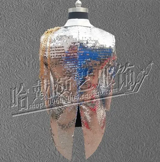 S-6XL!! 2018 Silver blade dovetail Club male sequins dovetail A male singer costume of cultivate one's morality
S-6XL!! 2018 Silver blade dovetail Club male sequins dovetail A male singer costume of cultivate one's morality
