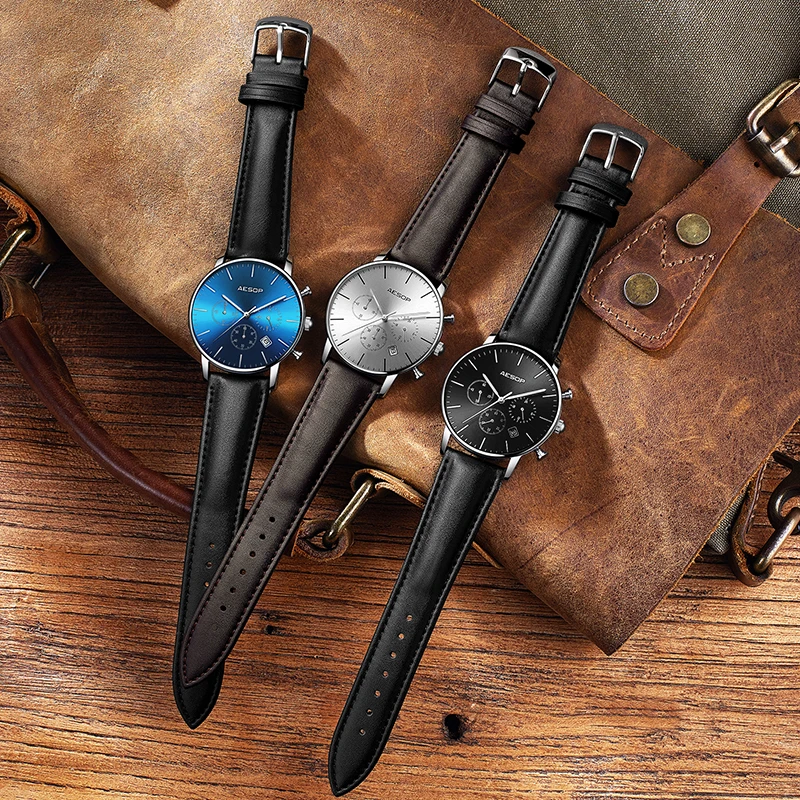 AESOP Black Sport Watch Men Quartz Wristwatch Leather Band Male Clock Wrist Shockproof Waterproof Relogio Masculino Hodinky
AESOP Black Sport Watch Men Quartz Wristwatch Leather Band Male Clock Wrist Shockproof Waterproof Relogio Masculino Hodinky