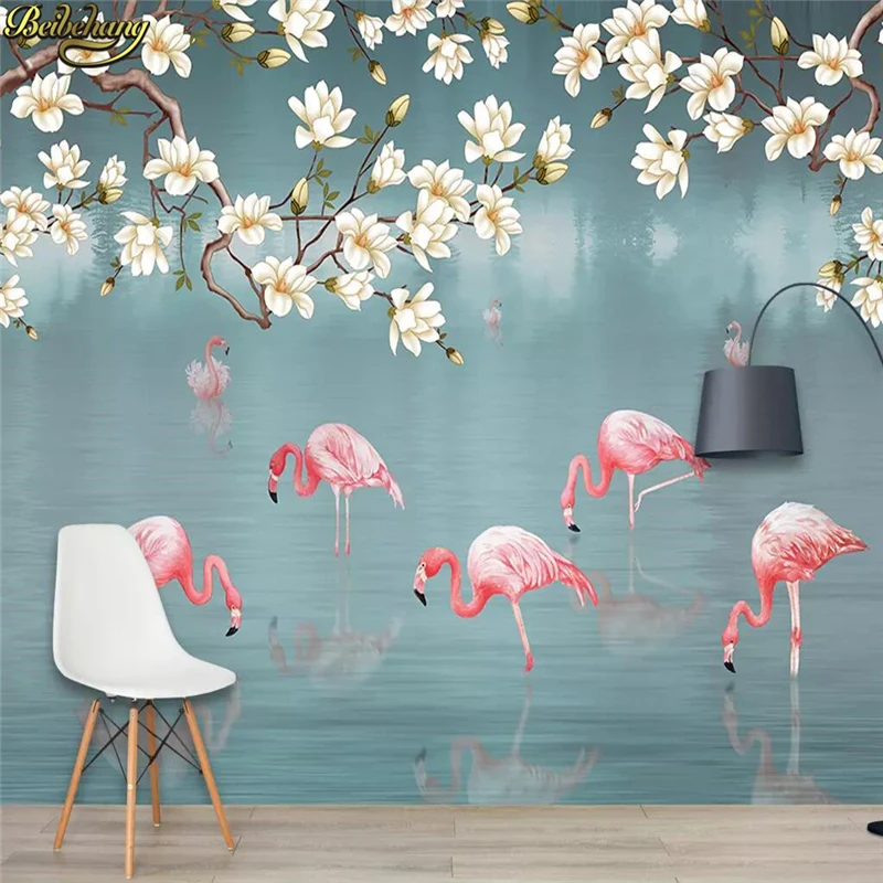 

beibehang Custom 3D Tropical Rain Forest Flamingo Leaf Photo Mural Wallpaper Living Room Restaurant Cafe Bar Backdrop Wall paper