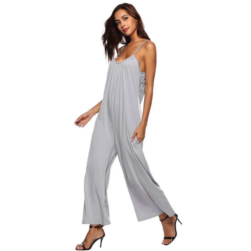 Fashion Women Summer Beach Boho Suspender Jumpsuit Strap Loose Backless Wide Leg Jumpsuit 2018 New Ladies Gray Long Romper Pants
Fashion Women Summer Beach Boho Suspender Jumpsuit Strap Loose Backless Wide Leg Jumpsuit 2018 New Ladies Gray Long Romper Pants