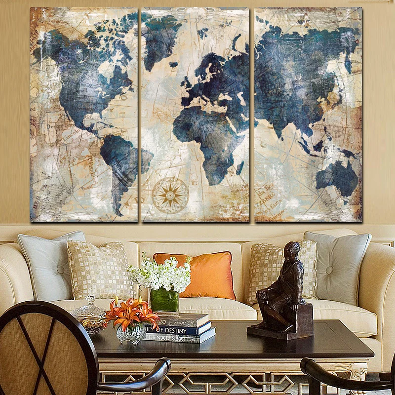 Modular Canvas Paintings Home Decor 3 Pieces World Map Pictures HD Prints Fashion Abstract Poster Living Room Wall Art Framework
Modular Canvas Paintings Home Decor 3 Pieces World Map Pictures HD Prints Fashion Abstract Poster Living Room Wall Art Framework