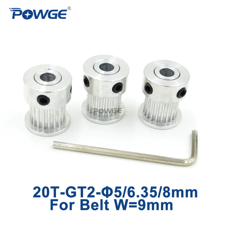 POWGE 3pcs 20 Teeth 2GT Timing Synchronous Pulley Bore 5/6/6.35/8mm for width 9/10mm 2M GT2 Belt Small Backlash 20T 20Teeth
POWGE 3pcs 20 Teeth 2GT Timing Synchronous Pulley Bore 5/6/6.35/8mm for width 9/10mm 2M GT2 Belt Small Backlash 20T 20Teeth