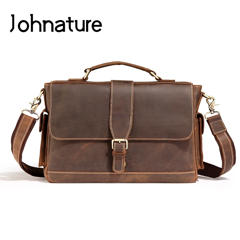 Johnature 2021 New Crazy Horse Leather Briefcase Mens Business Bag Solid Hard Genuine Leather Handbags&Crossbody Shoulder Bags
Johnature 2021 New Crazy Horse Leather Briefcase Mens Business Bag Solid Hard Genuine Leather Handbags&Crossbody Shoulder Bags