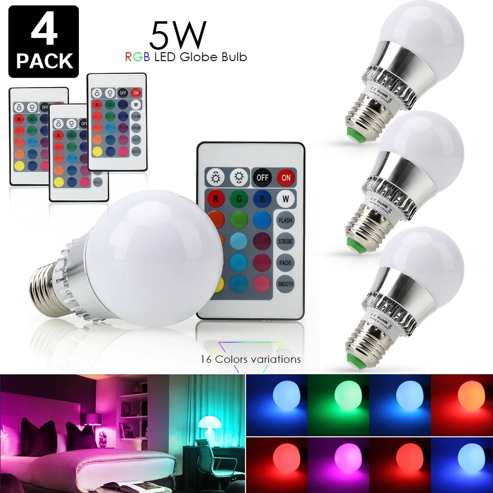 4pcs/lot 5W RGB Bulb LED Lamp E14 E27 Led Bulb with Remote Controller 16 Color LED Light Party Stage Holiday Lighting Spotligh
4pcs/lot 5W RGB Bulb LED Lamp E14 E27 Led Bulb with Remote Controller 16 Color LED Light Party Stage Holiday Lighting Spotligh