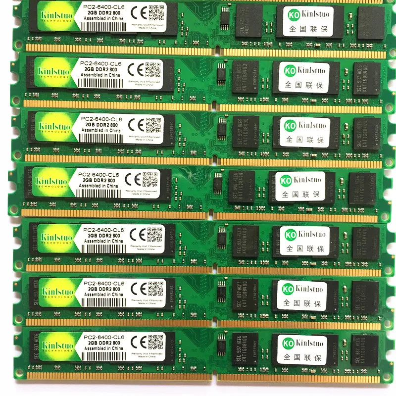 Оптовая продажа RAM s Kinlstuo DDR2 2GB 800MHz/ 667MHz Память PC 6400/ 5300 ddr2 2gb настольная ram 240pin полная