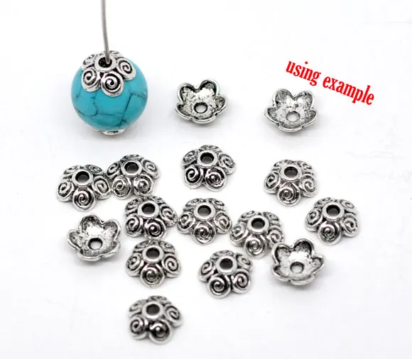 Zinc metal alloy Beads Caps Flower silver color (Fits 12mm-18mm Beads)Pattern Pattern 10mm(3/8")x 4mm(1/8"),25 PCs new
Zinc metal alloy Beads Caps Flower silver color (Fits 12mm-18mm Beads)Pattern Pattern 10mm(3/8")x 4mm(1/8"),25 PCs new