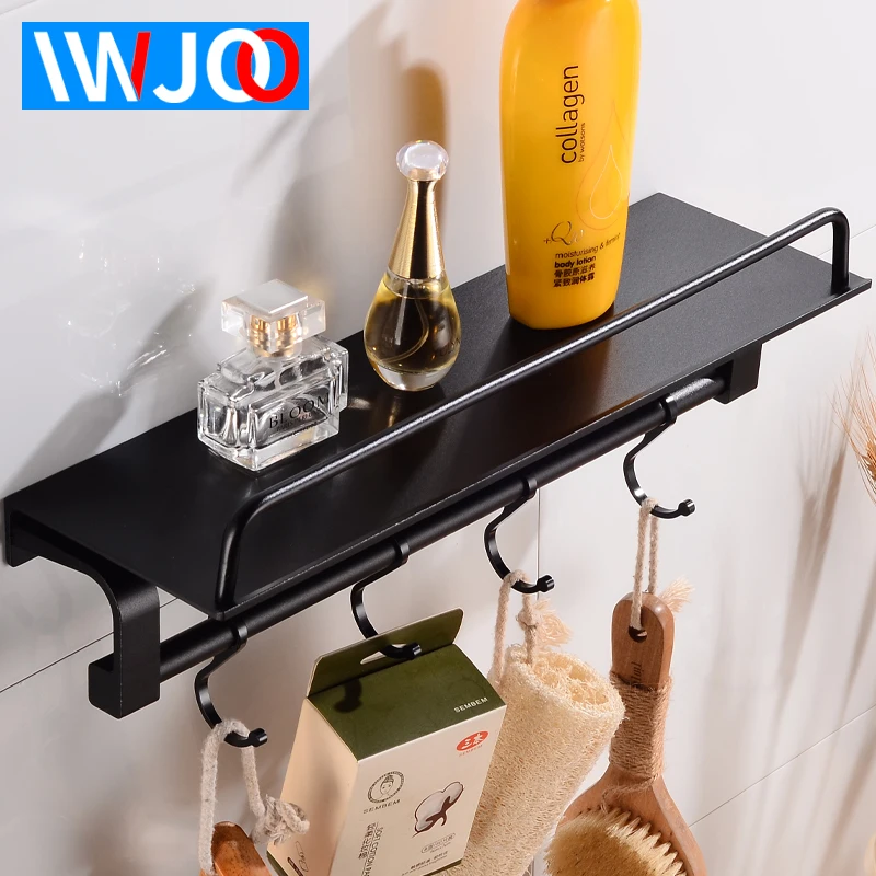 Bathroom Shelves Shower Storage Rack Aluminum Black Bathroom Shampoo Shelf Organizer with 4 Hooks Wall Mounted Toilet Racks
Bathroom Shelves Shower Storage Rack Aluminum Black Bathroom Shampoo Shelf Organizer with 4 Hooks Wall Mounted Toilet Racks