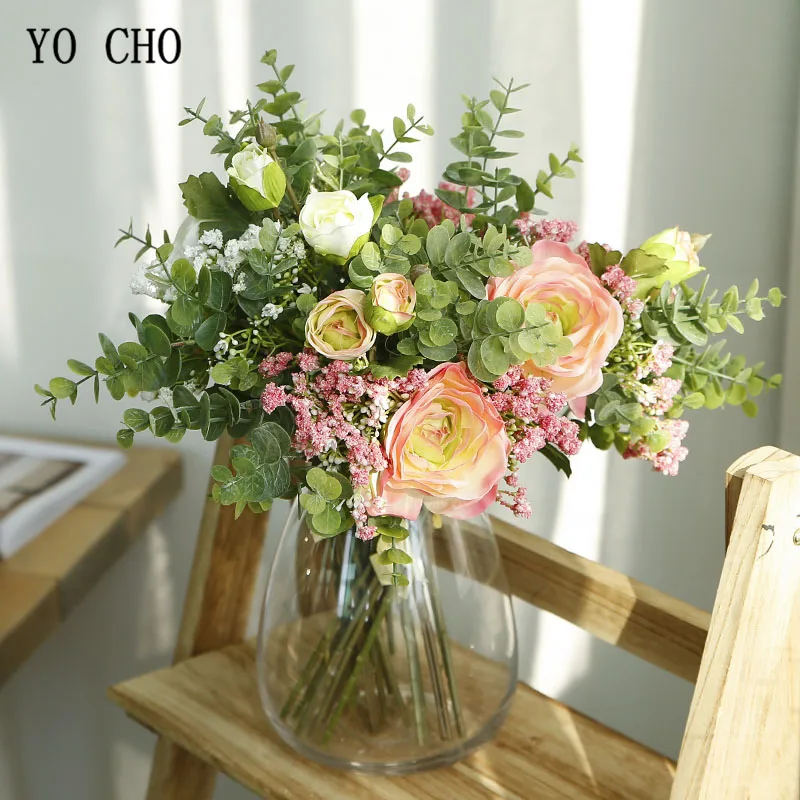 YO CHO Bride Wedding Bouquet Artificial Silk Lotus Rose Flower Eucalyptus Leaf Baby's Breath Bridesmaid White Bouquet Home Decor
YO CHO Bride Wedding Bouquet Artificial Silk Lotus Rose Flower Eucalyptus Leaf Baby's Breath Bridesmaid White Bouquet Home Decor