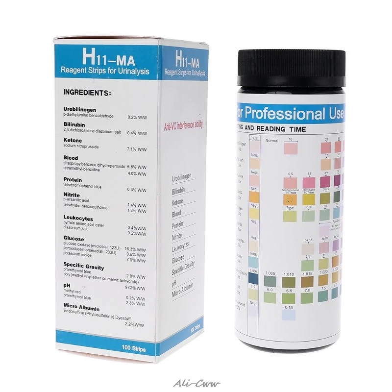 100Pcs H-11MA Urine Test Strip Reagent Strip For 11 Urinalysis With Anti-VC Interference Ability Test Urobilinogen Bilirubin
100Pcs H-11MA Urine Test Strip Reagent Strip For 11 Urinalysis With Anti-VC Interference Ability Test Urobilinogen Bilirubin