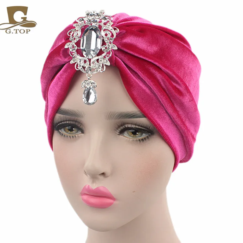 New women luxury velvet Turban with diamante pendant brooch hijab head wrap turbante hair accessories
New women luxury velvet Turban with diamante pendant brooch hijab head wrap turbante hair accessories