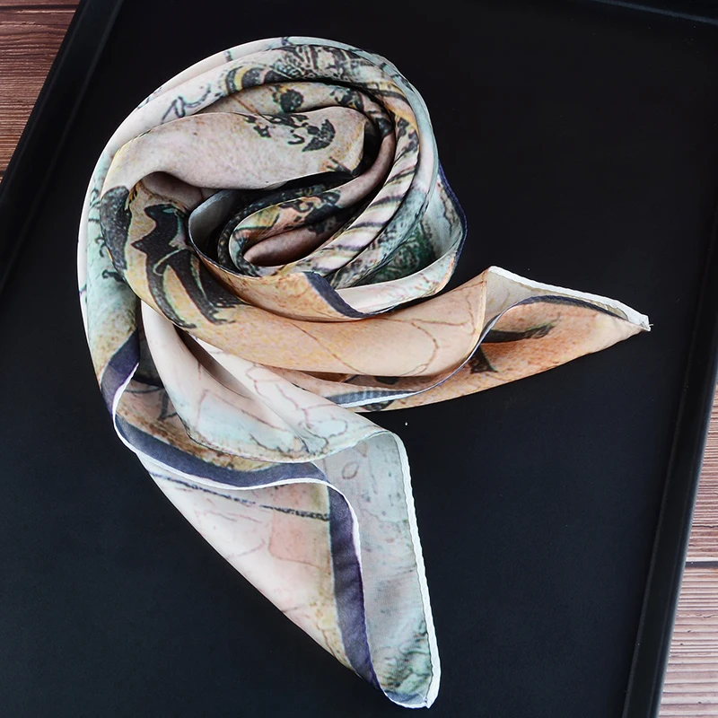 Женский шарф с рисунком маслом в европейском и американском стиле квадратный
