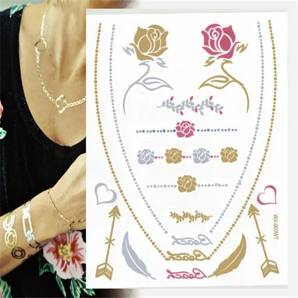 Hot Sale Fashion Exquisite Rose Flower Temporary Tatoo Women Body Art Tattoo Flash Waterproof 1pcs/lot | Красота и здоровье