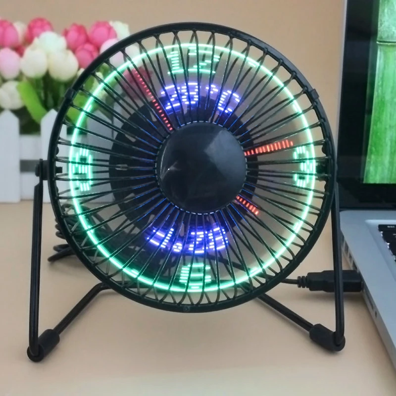 New Hot Selling Usb Led Clock Mini Fan With Real Time Temperature Display Desktop 360 Cooling Fans For Home Office | Бытовая техника