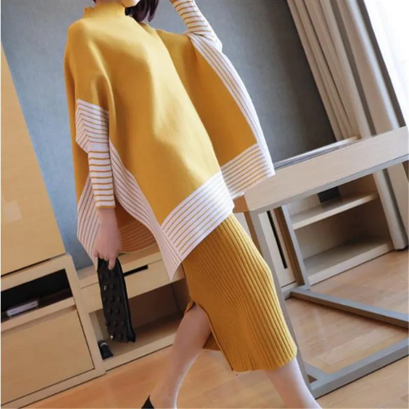 winter suit women knit sweater 2018 loose Bat shirt top + High waist Skirt Bottom culottes Stretch waist Skirt 2 pieces female
winter suit women knit sweater 2018 loose Bat shirt top + High waist Skirt Bottom culottes Stretch waist Skirt 2 pieces female