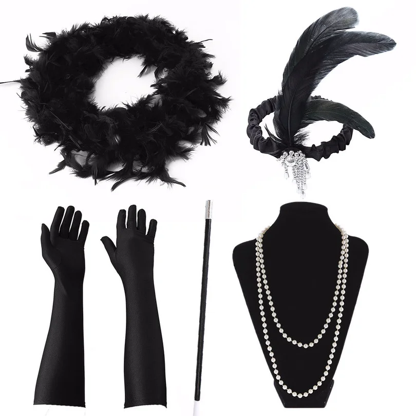 5PC Women's Red White Black Gloves feather headbands 1920s Flapper vintage Holder Great Gatsby Accessories Cigarette Holder Set
5PC Women's Red White Black Gloves feather headbands 1920s Flapper vintage Holder Great Gatsby Accessories Cigarette Holder Set