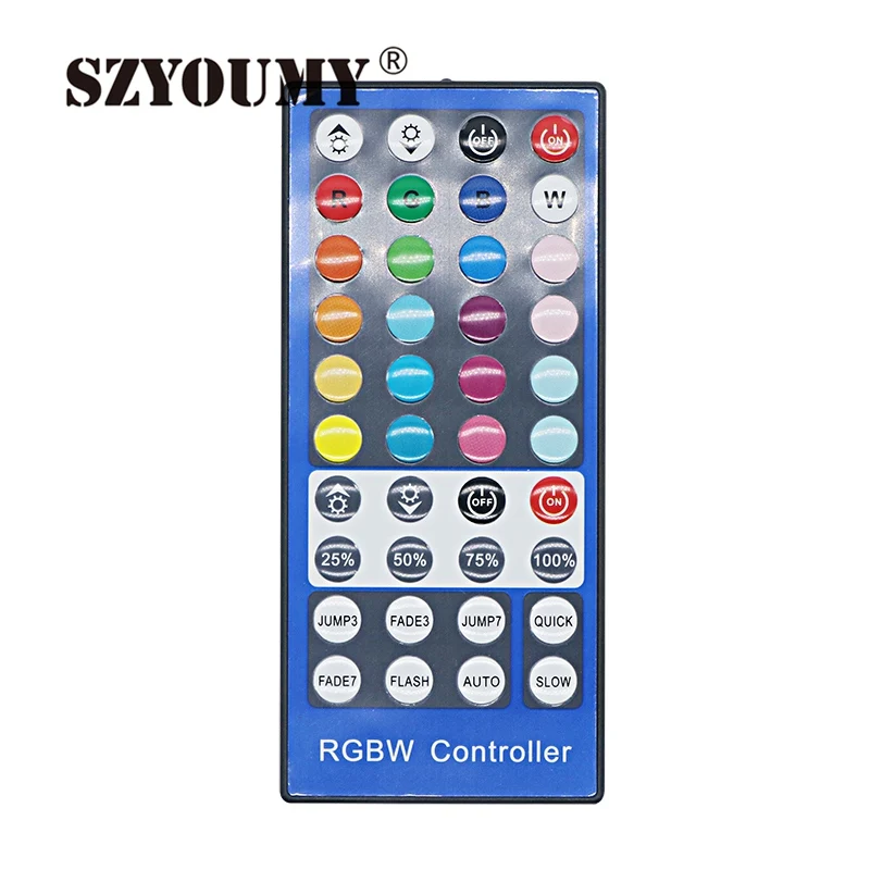 SZYOUMY DC12V LED Controller 40Key Mini RGBW 16A 12-24V IR Remote Controller for RGBW or RGBWW 5050SMD LED Strip Lights Module
SZYOUMY DC12V LED Controller 40Key Mini RGBW 16A 12-24V IR Remote Controller for RGBW or RGBWW 5050SMD LED Strip Lights Module