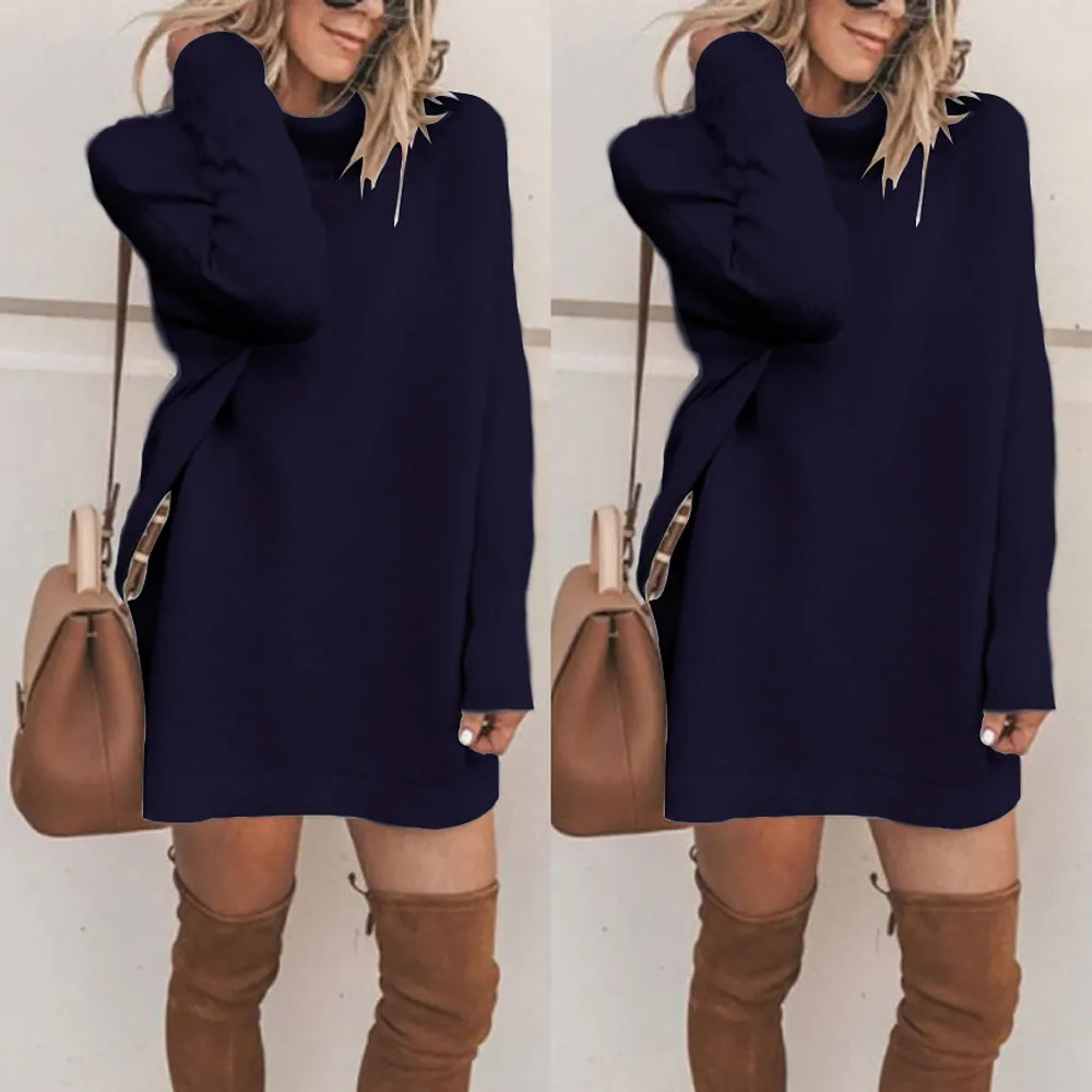 Women Dresses Womens Winter Turtleneck Casual Long Sleeve Loose Bottom Knit Sweater Mini Dress Vestidos
Women Dresses Womens Winter Turtleneck Casual Long Sleeve Loose Bottom Knit Sweater Mini Dress Vestidos