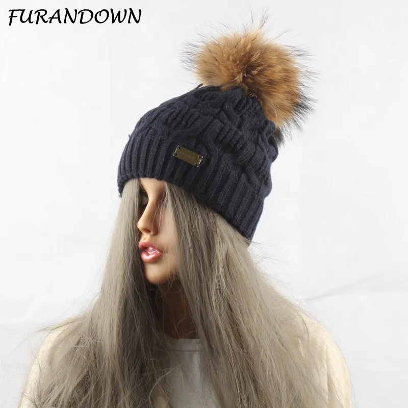 FURANDOWN Female Wool Knitting Headwear Beanie Winter Raccoon Fur Pompom Hat For Women Beanies Skullies
FURANDOWN Female Wool Knitting Headwear Beanie Winter Raccoon Fur Pompom Hat For Women Beanies Skullies