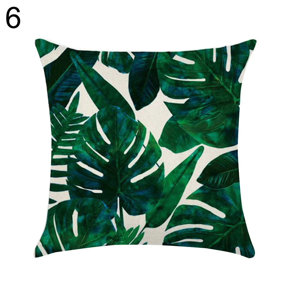 Monstera Leaf Square Linen Pillow Case Cushion Cover Sofa Bed Car Office Decor