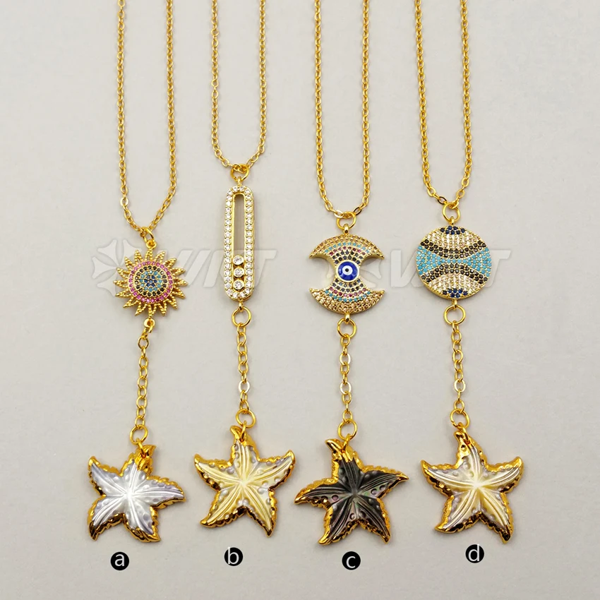 WT-MN930 WKT Wholesale Custom Sundry Cubic Zirconia Link Stars Shell Pendant Neckalce 5 pcs/lot Gold Color Chain Jewelry Marking
WT-MN930 WKT Wholesale Custom Sundry Cubic Zirconia Link Stars Shell Pendant Neckalce 5 pcs/lot Gold Color Chain Jewelry Marking