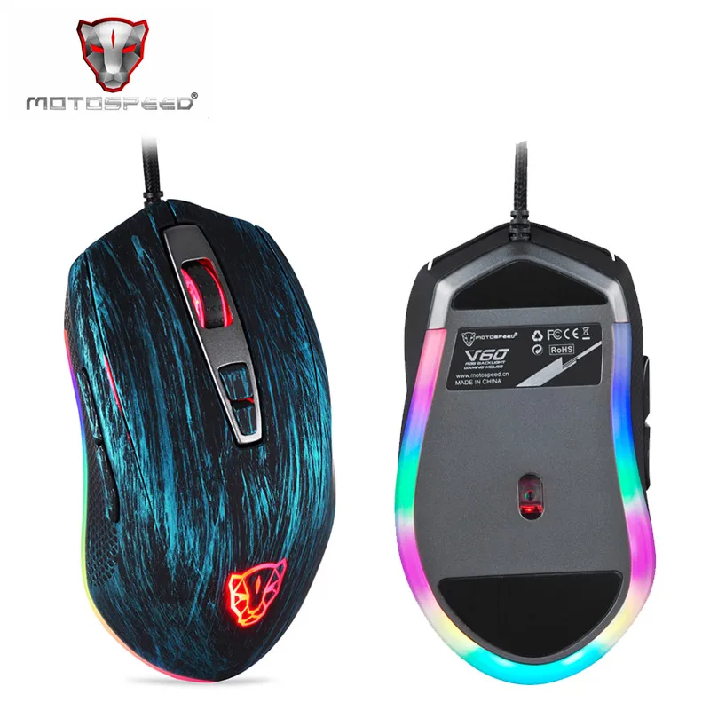 

Motospeed V60 RGB Macro Programming 5000 DPI Gaming Mouse USB Computer 7 Button Wried Optical Mice Backlit Breathe LED for PC