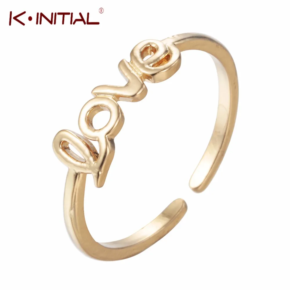 

Kinitial Letter Open Rings for Women Fashion Love Letter Rings Simple Tiny Gold Initial Alphabet Ring Jewelry