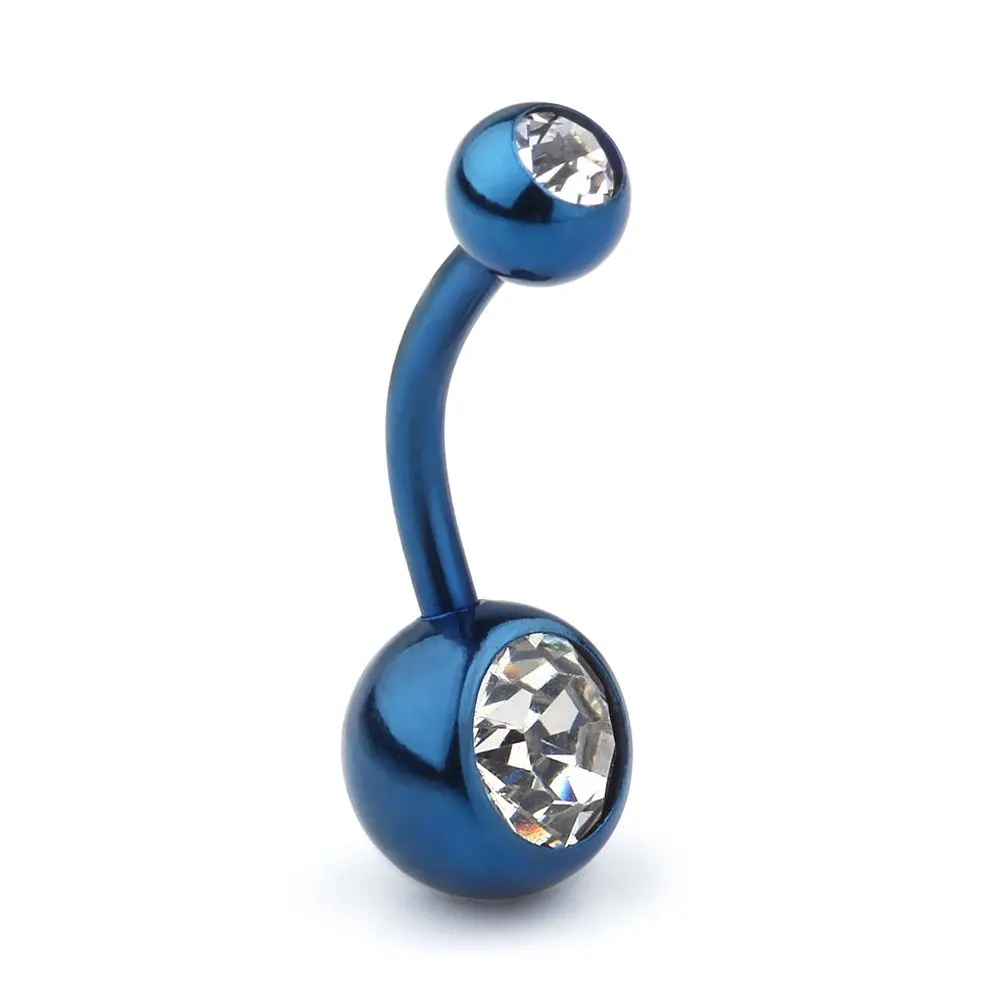 JFORYOU 14G Birthstone Crystal Ball Belly Button Rings Navel Barbell Body Jewelry Piercing 10mm