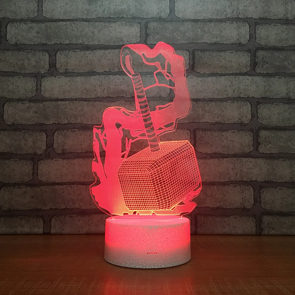 Hammer 3D LED RGB Night Light 7 Color Change Desk Light Action Figures 329 Boys Girls Christmas Toys
Hammer 3D LED RGB Night Light 7 Color Change Desk Light Action Figures 329 Boys Girls Christmas Toys