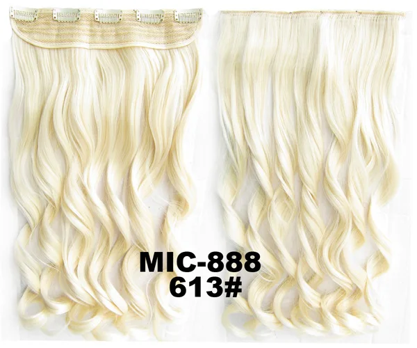 

5pcs/lot Curly clip in on synthetic hair Slice hairpiece 5 clips heat proof hair extension 24inches,100grams MIC-888