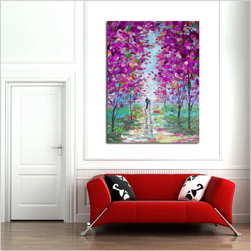 100% Hand painted landscape oil painting on canvas modern abstract lover walking in purple flowers oil painting for home decor
100% Hand painted landscape oil painting on canvas modern abstract lover walking in purple flowers oil painting for home decor
