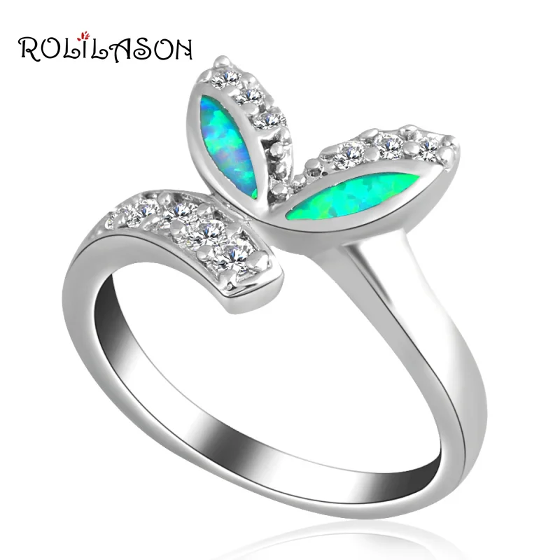 Roilason Super supliers Зеленый Огненный Опал посеребренные штампованные кольца для женщин
