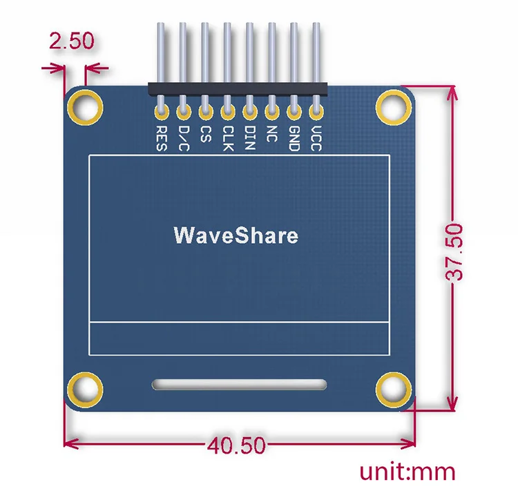 1.3inch OLED (A) SPI/I2C interfaces, curved/horizontal pinheader SH1106 Driver Chip LED,Blue color,wide Visible Angle
1.3inch OLED (A) SPI/I2C interfaces, curved/horizontal pinheader SH1106 Driver Chip LED,Blue color,wide Visible Angle