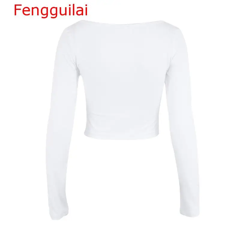 Fengguilai V Neck Ruched White Summer Crop Top Slim Female T-shirt Sexy Long Sleeve T-shirts For Women 2019 Tee Shirt Femme
Fengguilai V Neck Ruched White Summer Crop Top Slim Female T-shirt Sexy Long Sleeve T-shirts For Women 2019 Tee Shirt Femme