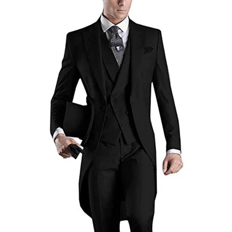 Three Pieces Black Tailcoat Wedding Suits for Men Groomsmen Tuxedo Custom Made Groom Wear Mens Suit ()jacket+pant+vest)
Three Pieces Black Tailcoat Wedding Suits for Men Groomsmen Tuxedo Custom Made Groom Wear Mens Suit ()jacket+pant+vest)