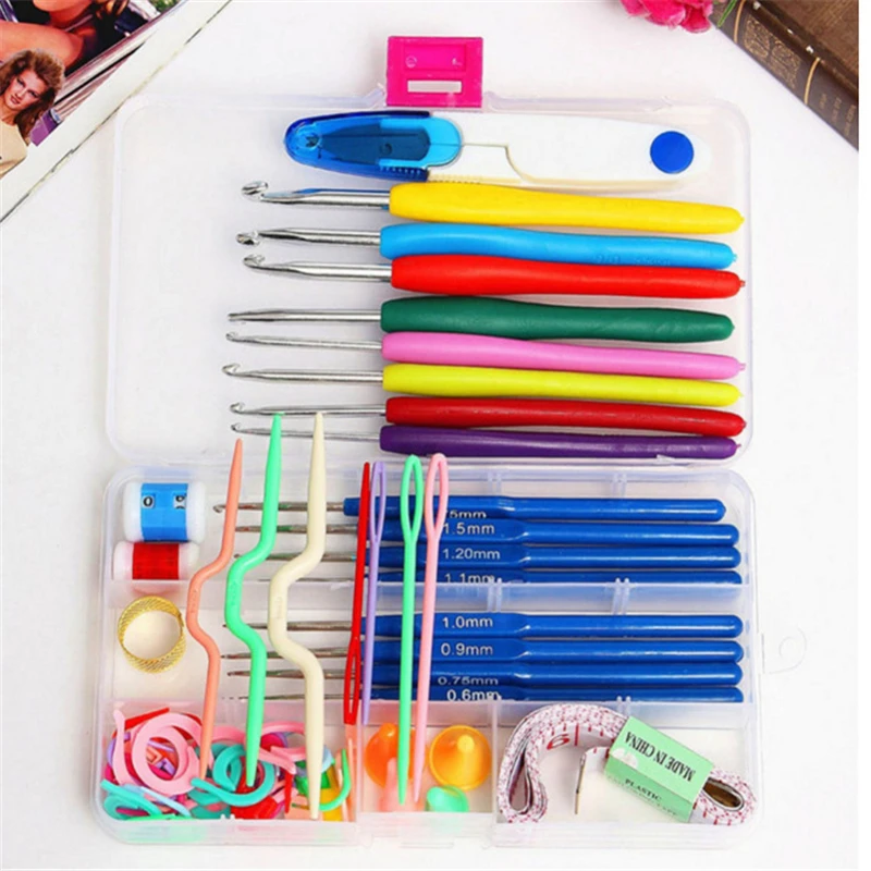 1Set 16 Sizes Stainless Steel Ergonomic Grip Crochet Hooks Yarn Knitting Sticks with Thimble Sewing Tape Safety Pin Sewing Tools
1Set 16 Sizes Stainless Steel Ergonomic Grip Crochet Hooks Yarn Knitting Sticks with Thimble Sewing Tape Safety Pin Sewing Tools