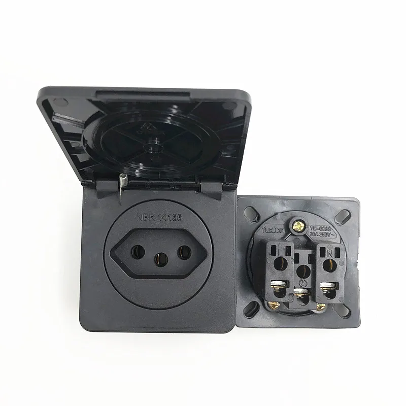 Black Square black Brazil standard 20A 250V Switzerland power surface mounted receptacle Waterproof dustproof industry socket
Black Square black Brazil standard 20A 250V Switzerland power surface mounted receptacle Waterproof dustproof industry socket