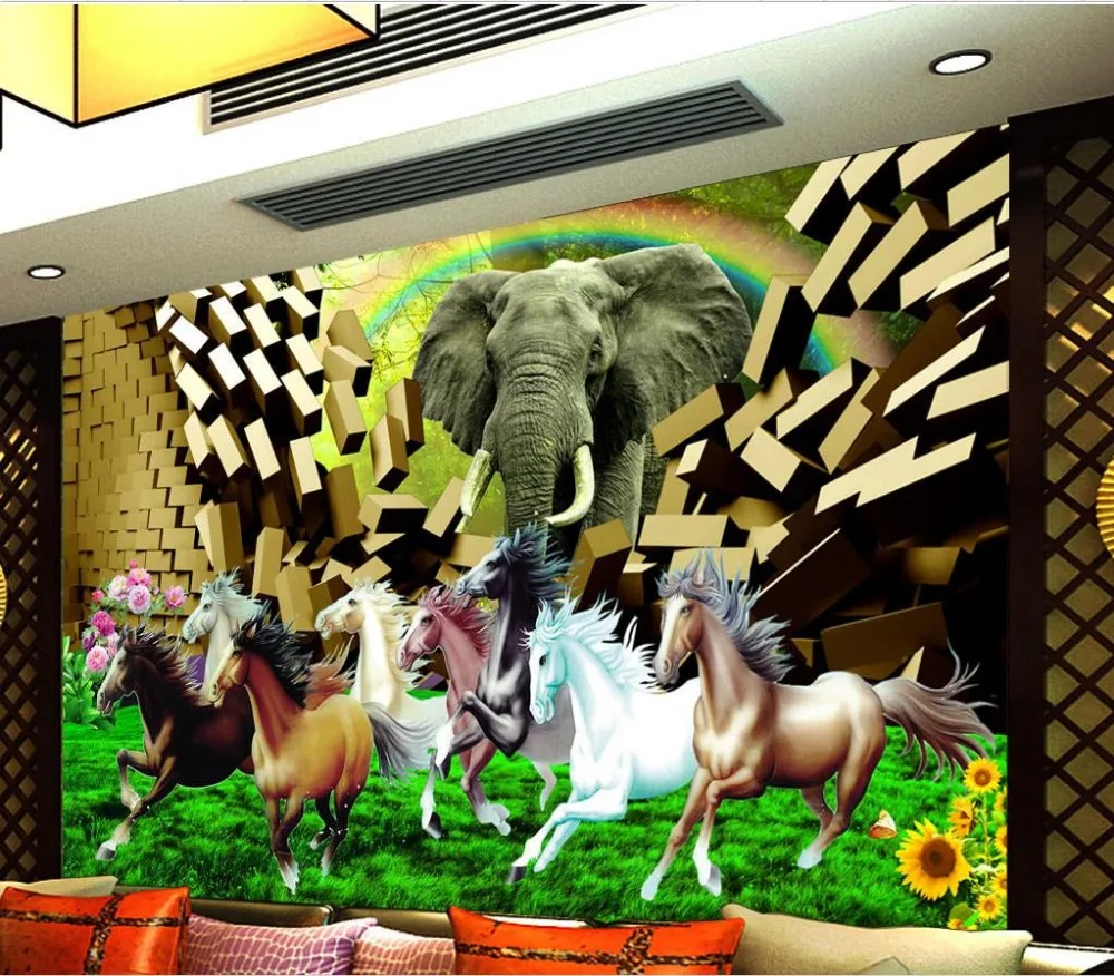 Фото Стереоскопические 3d обои с изображением кирпича слона | Строительство и ремонт