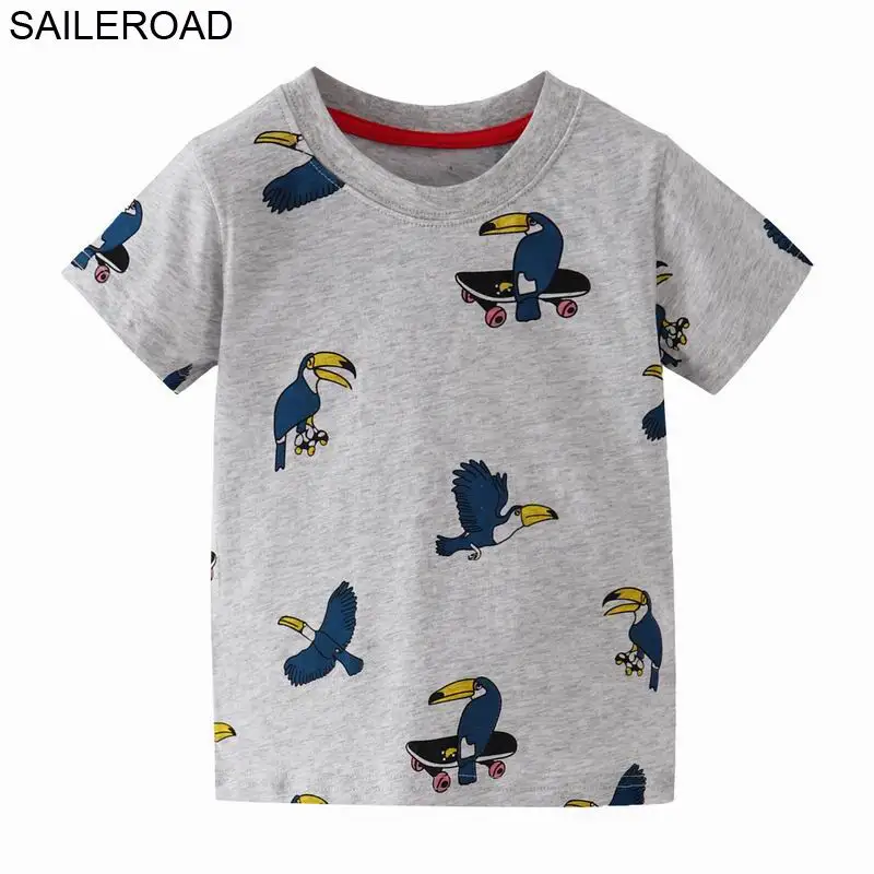 SAILEROAD Футболка для мальчика Parrot Print 7 лет Летняя детская футболка Хлопковая