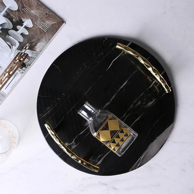 European Black Marble Round Tray Luxury Stainless Steel Handle Jewelry Plate Decorative Plate
European Black Marble Round Tray Luxury Stainless Steel Handle Jewelry Plate Decorative Plate