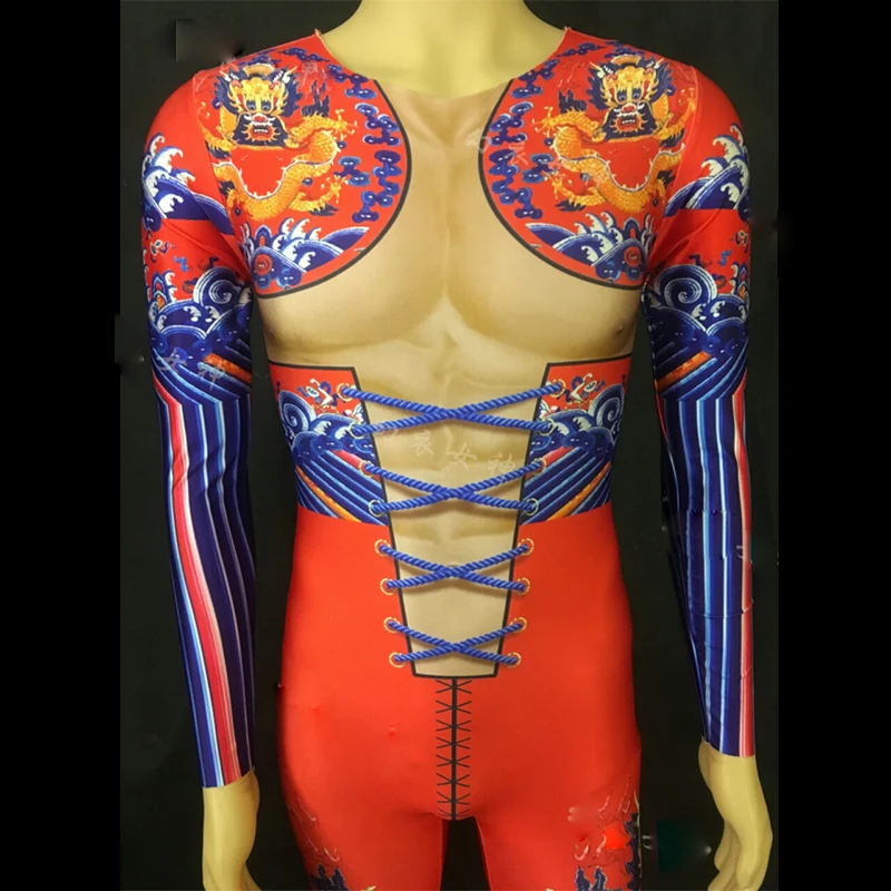 Nightclub Men Dj Stage Clothes For Singers Golden Dragon Print Stretch Jumpsuit Muscle Bodysuit Male Performance Costumes DN2261
Nightclub Men Dj Stage Clothes For Singers Golden Dragon Print Stretch Jumpsuit Muscle Bodysuit Male Performance Costumes DN2261