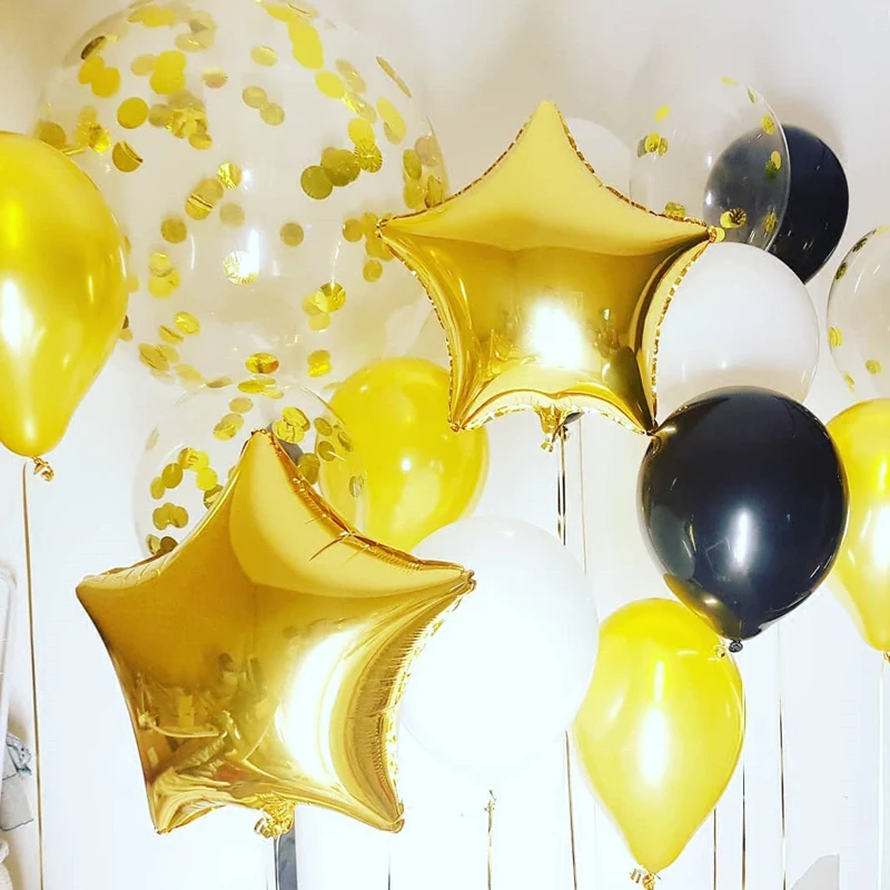 5 шт 18 дюймовые золотые серебряные Звездные воздушные фольгированные шары для