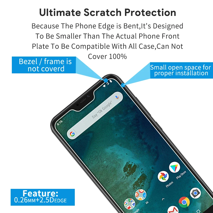 2.5D 0 26 мм закаленное стекло для Xiaomi A2 lite mia2 Защитное экрана Mi Snapdragon 625 защитная