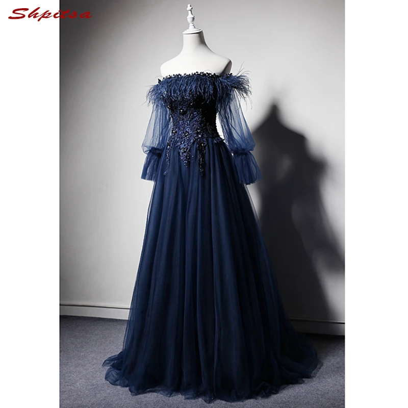 Navy Blue Long Sleeve Lace Evening Dresses Party Off Shouler A Line Beautiful Ladies Women Prom Formal Evening Gowns Dresses
Navy Blue Long Sleeve Lace Evening Dresses Party Off Shouler A Line Beautiful Ladies Women Prom Formal Evening Gowns Dresses
