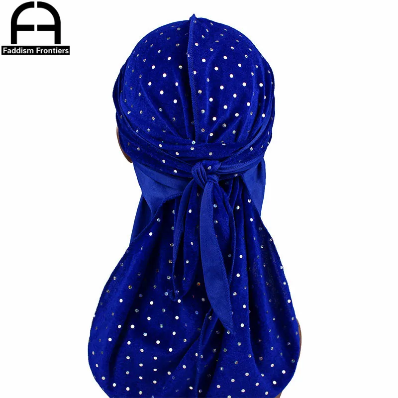 Модные для мужчин блестящие бархатные Durags банданы головная повязка в виде чалмы