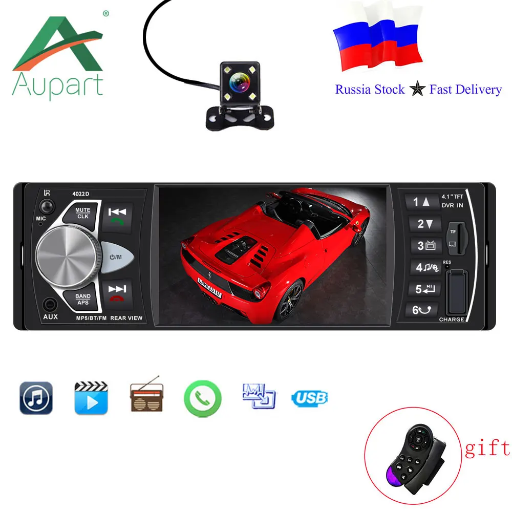 Фото 4022D 4 1 дюйма Din автомобильное радио Авто Аудио Стерео FM Bluetooth 2 0 Поддержка камеры